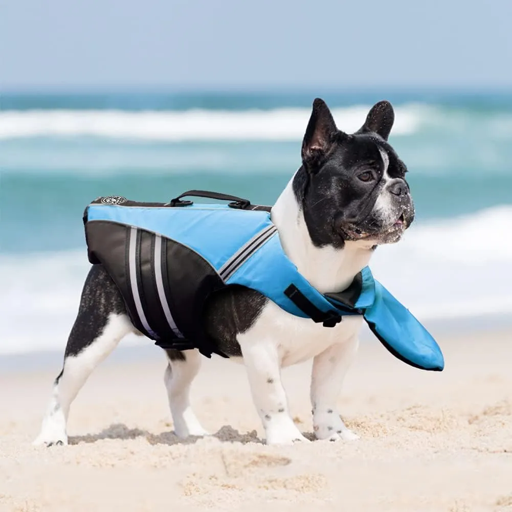 Dog Life Jacket, Reflective Dog Life Vest with Removable Neck Float & High Buoyancy for Swimming and Boating, Ripstop Pet Safety Swimsuit Rescue Handle for Small Medium Large Dogs