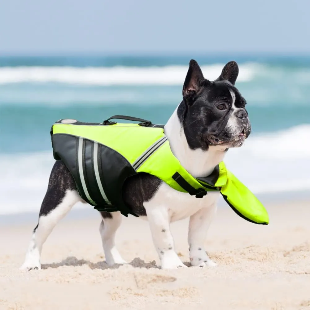 Dog Life Jacket, Reflective Dog Life Vest with Removable Neck Float & High Buoyancy for Swimming and Boating, Ripstop Pet Safety Swimsuit Rescue Handle for Small Medium Large Dogs