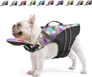 Dog Life Jacket, Reflective Dog Life Vest with Removable Neck Float High Buoyancy for Swimming and Boating, Ripstop Pet Safety Swimsuit Rescue Handle for Small Medium Large Dogs