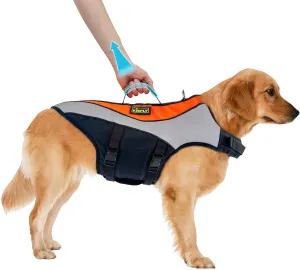 Dog Life Vest for Swimming and Boating - Adjustable Reflective Flotation Jacket, High Buoyancy Life Jacket for Dogs with Rescue Handle, Small Dog Safety Gear for Pool, Beach(S, Orange)