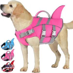 Dogcheer Shark Fin Dog Life Jacket, Adjustable Dog Harness Life Vest for Swimming Boating, Reflective Puppy Swim Vest Pet Flotation Device for Small Medium Large Dogs -Pink, XL