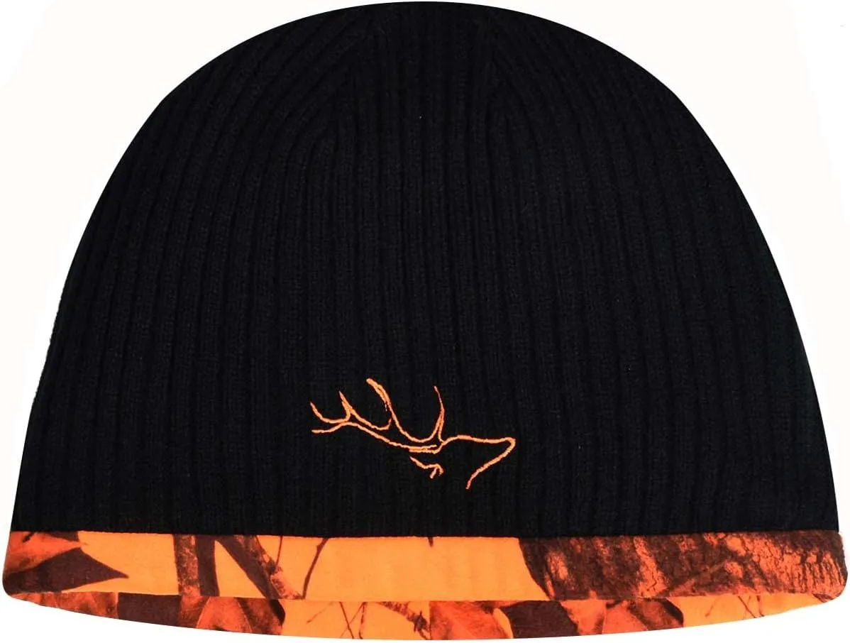 EDTREK Waterproof and Windproof Camo Beanie Hunting Hat - Timber and Blaze Orange Camo Hunter Hat