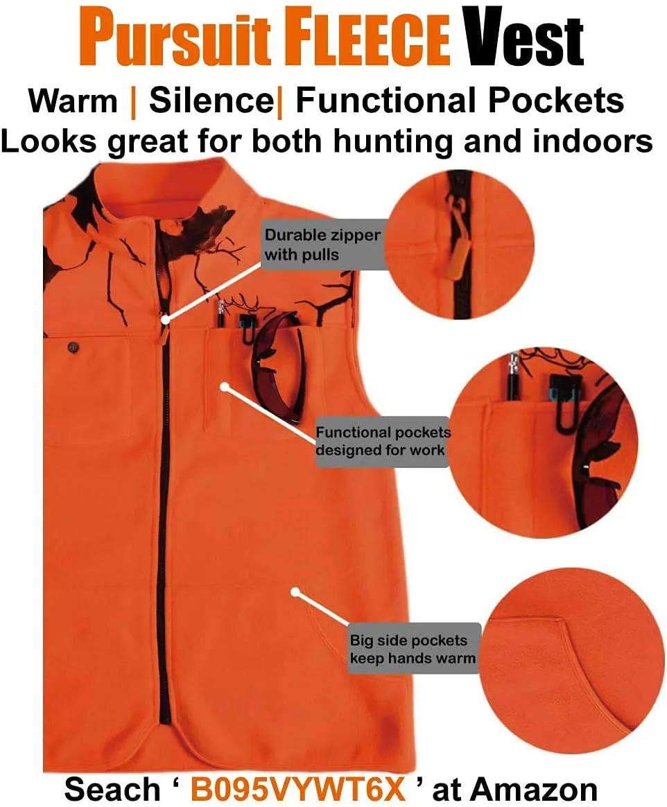 EDTREK Waterproof and Windproof Camo Beanie Hunting Hat - Timber and Blaze Orange Camo Hunter Hat