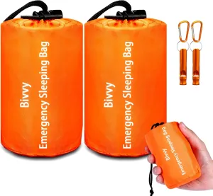 Emergency Sleeping Bag Survival Bag, Cymuber Portable Waterproof Thermal Bivy Sacks Tac Bivvy Bags,Camping Mylar Sleeping Bag Survival Gear Emergency Blankets Survival Shelter