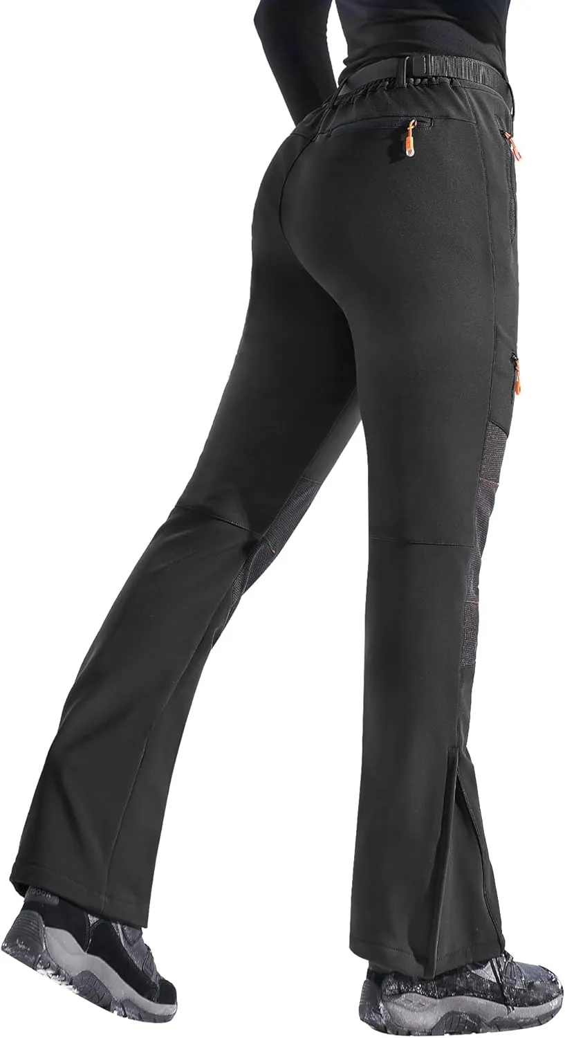 Ewedoos Snow Pants Womens Ski Pants Waterproof Insulate Softhell Fleece Lined Winter Hiking Snowboard Zipper Bottom Leg