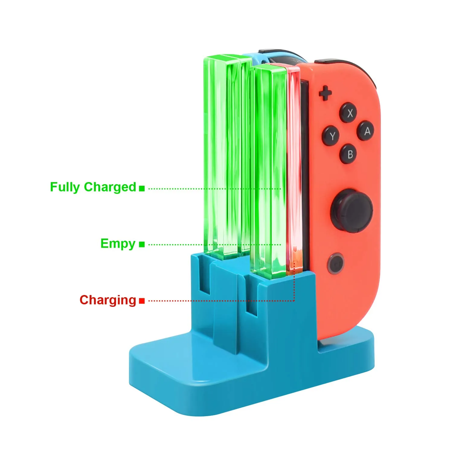 FastSnail Charging Dock Compatible with Nintendo Switch for Joy Con & OLED Model Controller with Lamppost LED Indication, Charger Stand Station Compatible with Joy Cons with Charging Cable (Blue)