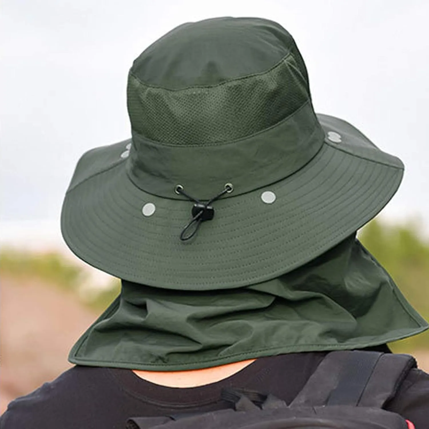 Fishing Hat for Men & Women, Outdoor UV Sun Protection Wide Brim Hat with Face Cover & Neck Flap