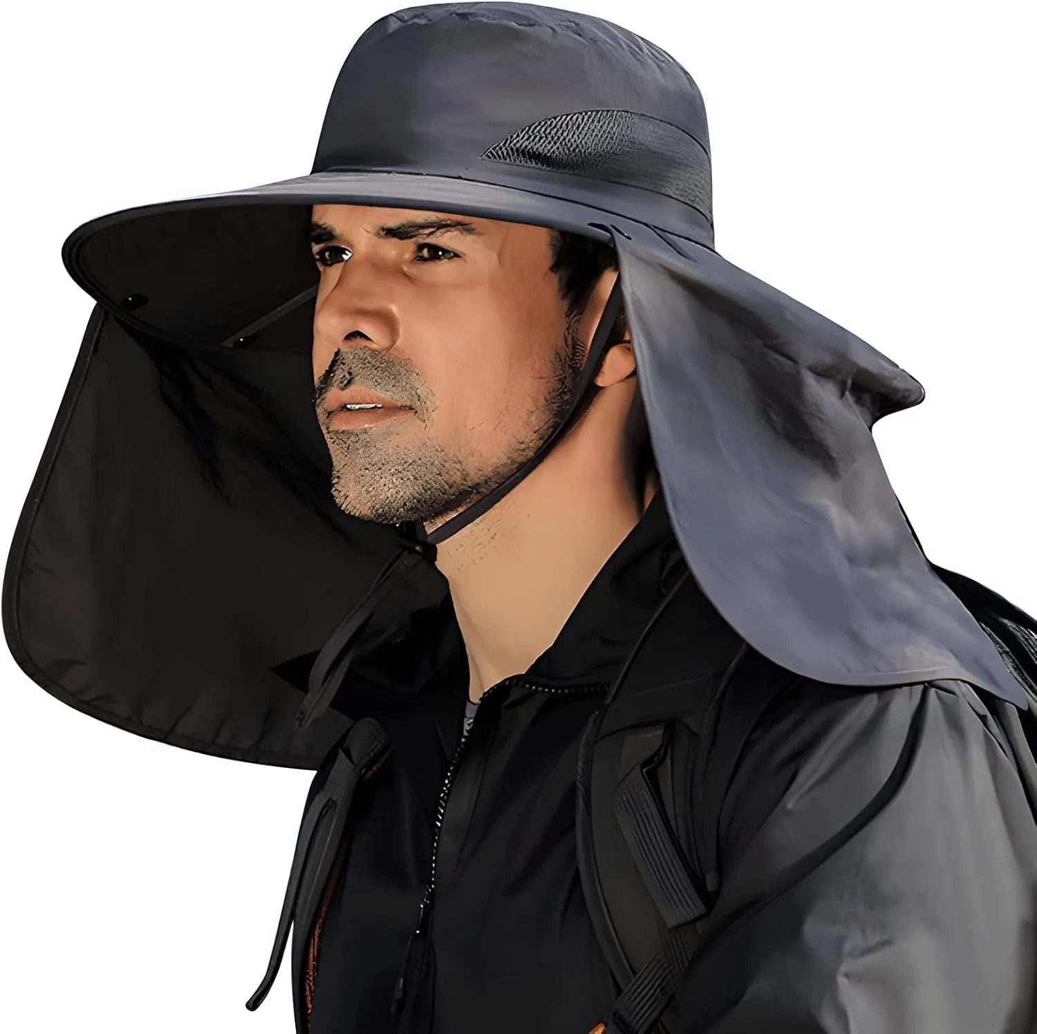 Fishing Hat for Men&Women,Outdoor UV Waterproof Wide Brim Bucket Hat,UPF50  Sun Hat with Neck Flap