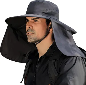 Fishing Hat for Men&Women,Outdoor UV Waterproof Wide Brim Bucket Hat,UPF50  Sun Hat with Neck Flap