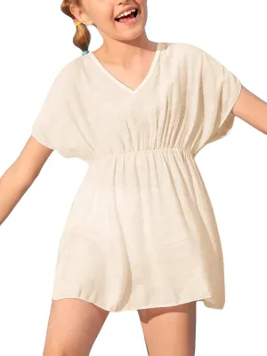 Fommykin Girls Swimwear Cover Ups Kids Beach Bathing Suit Coverups Cute Sweet Bikini Swimsuit Tunic Dress