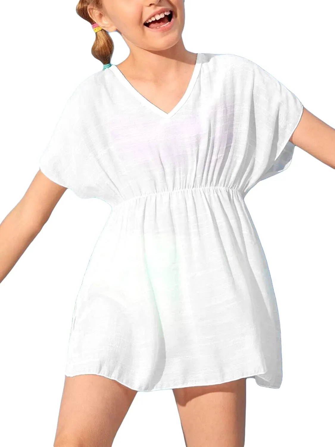 Fommykin Girls Swimwear Cover Ups Kids Beach Bathing Suit Coverups Cute Sweet Bikini Swimsuit Tunic Dress
