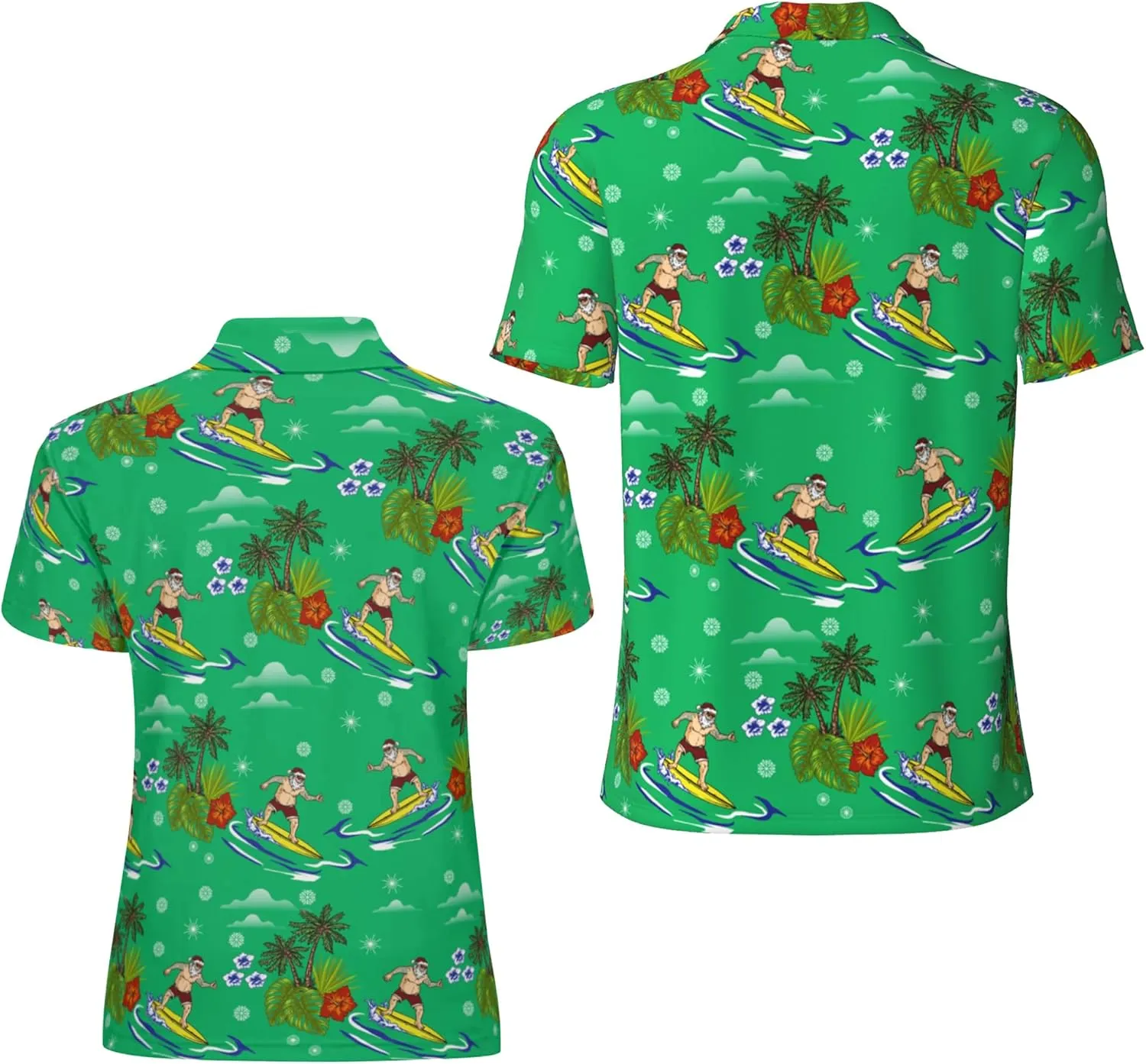 Funny Christmas Couple Golf Shirts,Matching Hawaiian Golf Shirt for Couple,Moisture Wicking Couple Polo Shirt for Men Women