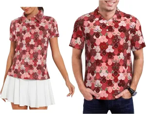 Funny Christmas Couple Golf Shirts,Matching Hawaiian Golf Shirt for Couple,Moisture Wicking Couple Polo Shirt for Men Women