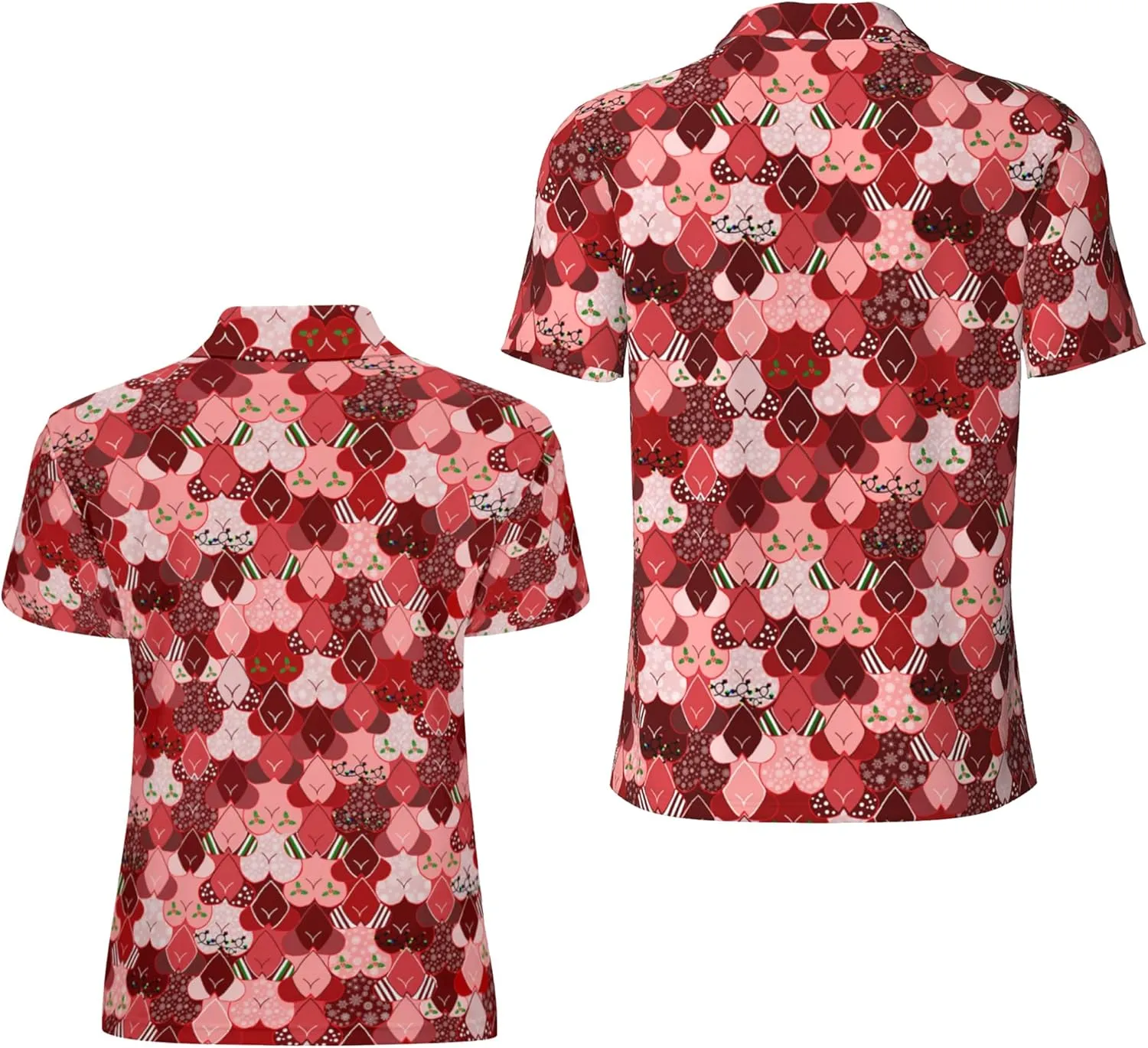 Funny Christmas Couple Golf Shirts,Matching Hawaiian Golf Shirt for Couple,Moisture Wicking Couple Polo Shirt for Men Women