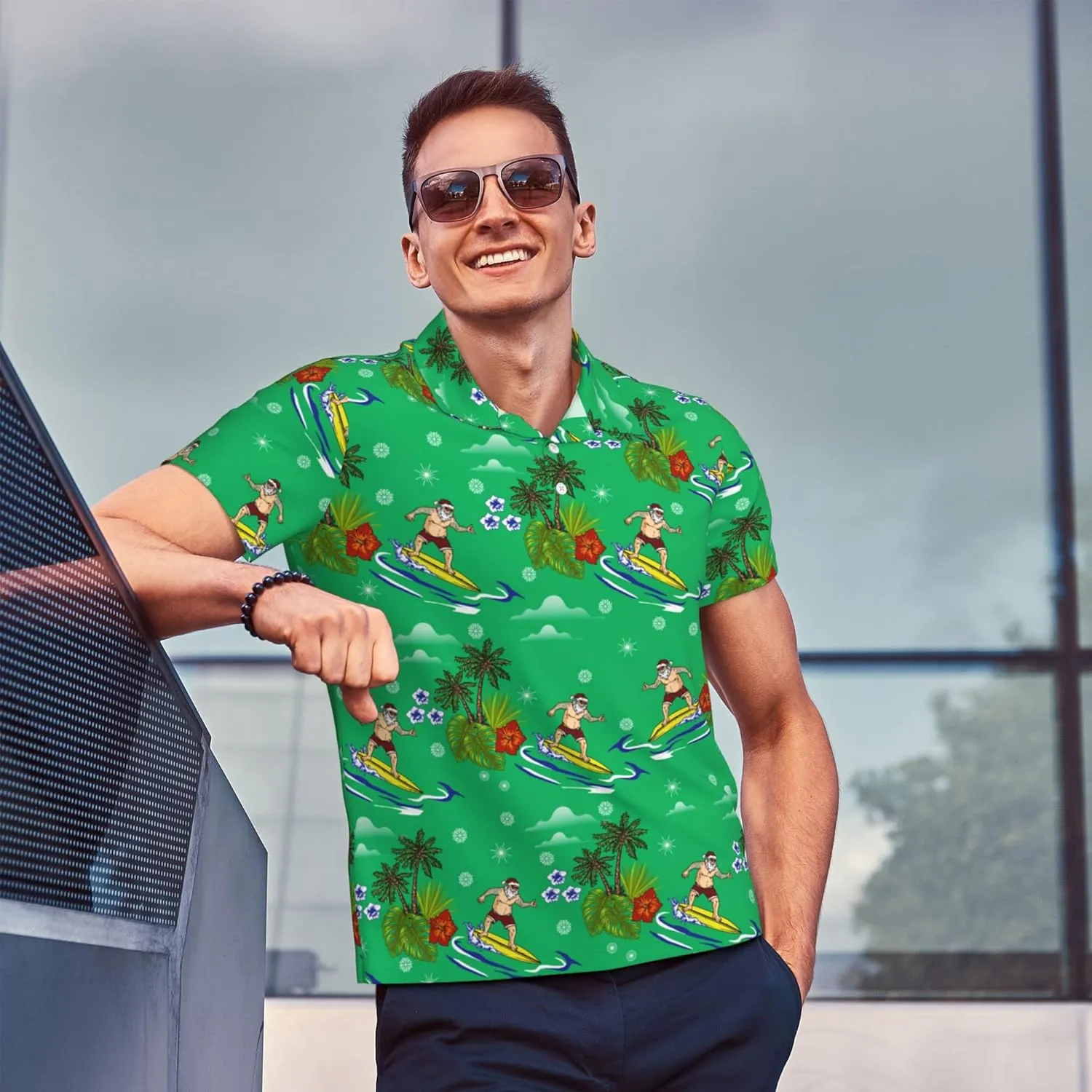 Funny Christmas Couple Golf Shirts,Matching Hawaiian Golf Shirt for Couple,Moisture Wicking Couple Polo Shirt for Men Women