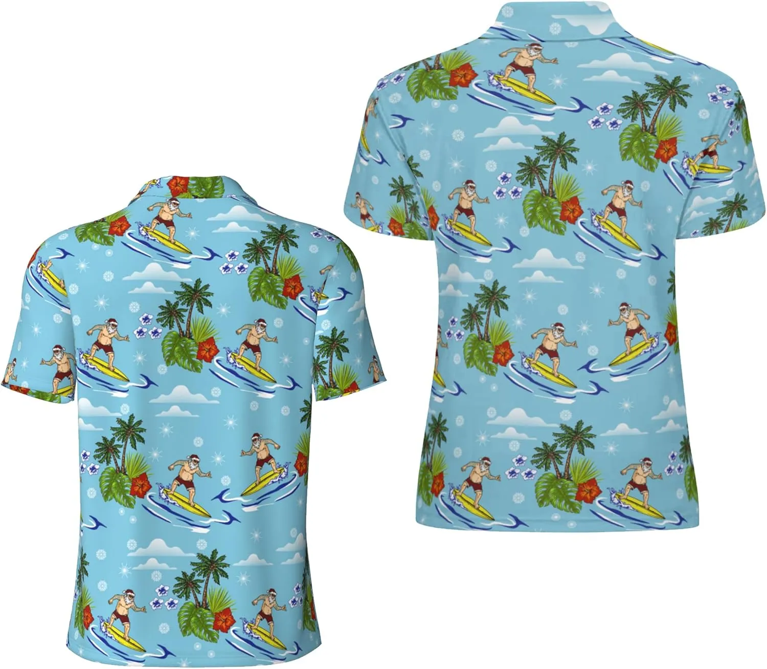 Funny Christmas Couple Golf Shirts,Matching Hawaiian Golf Shirt for Couple,Moisture Wicking Couple Polo Shirt for Men Women