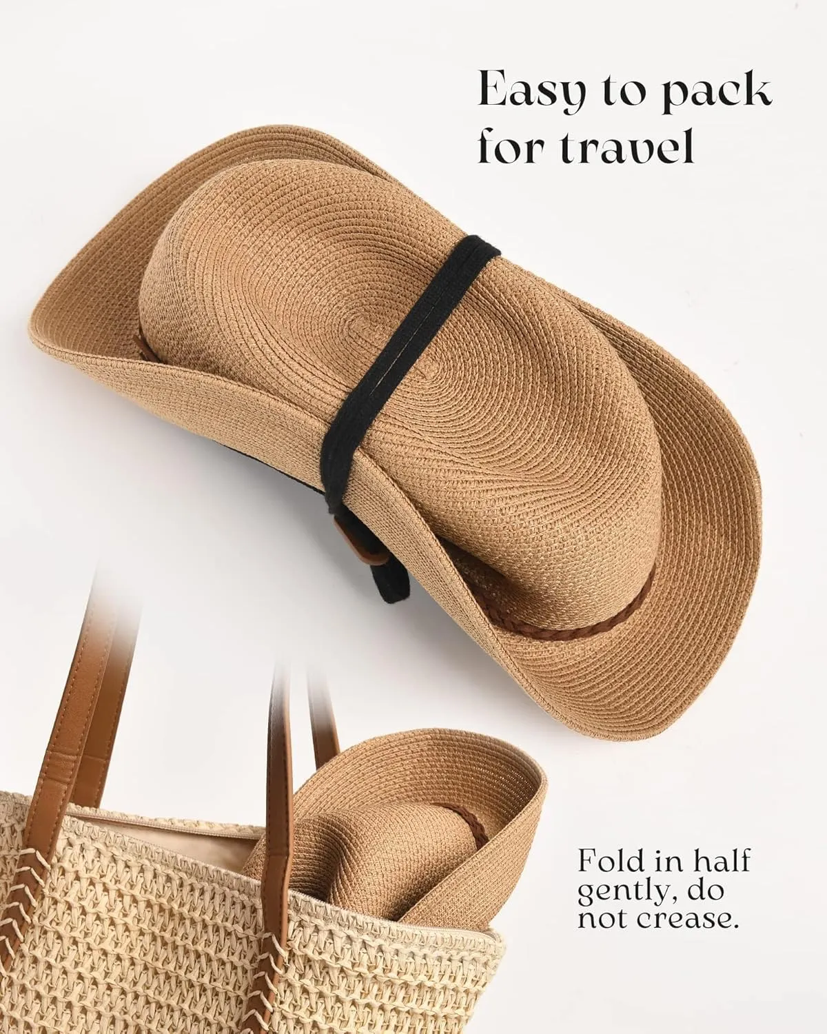 FURTALK Sun Hats for Women Summer Wide Brim UV UPF 80  Panama Fedora Foldable Packable Straw Beach Hat