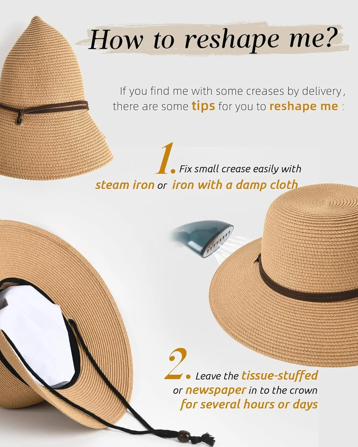 FURTALK Womens Wide Brim Sun Hat with Wind Lanyard UPF Summer Straw Sun Hats for Women