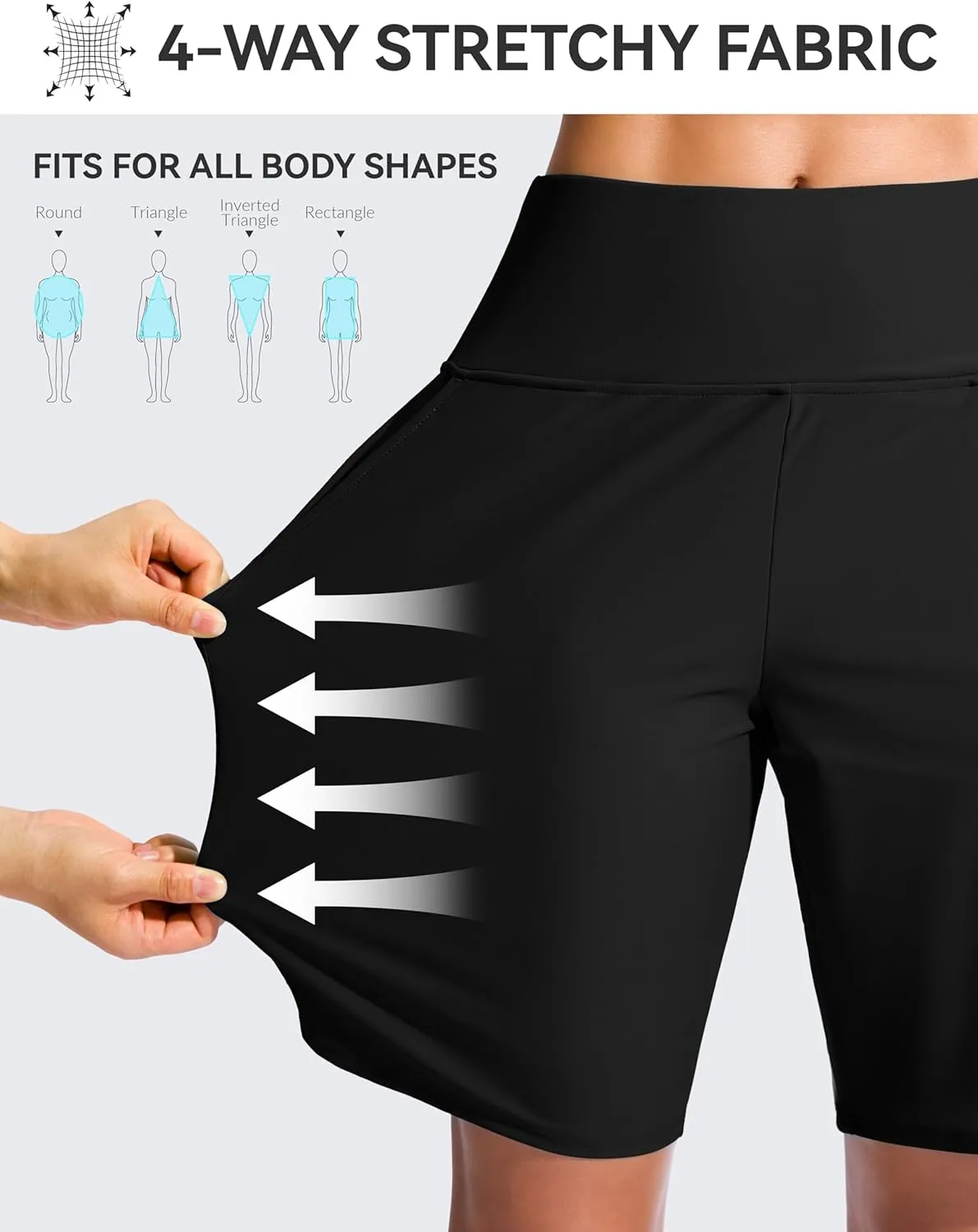 G Gradual Women's 9" Long Swim Board Shorts High Waisted Quick Dry Beach Swimming Shorts for Women with Pockets Liner
