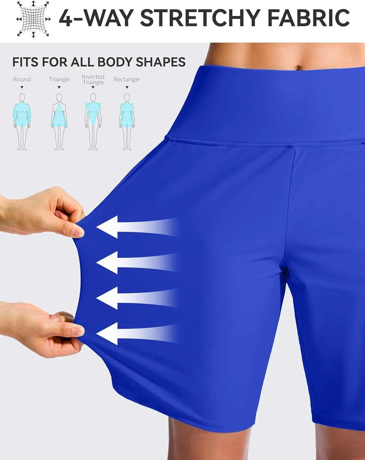 G Gradual Women's 9" Long Swim Board Shorts High Waisted Quick Dry Beach Swimming Shorts for Women with Pockets Liner