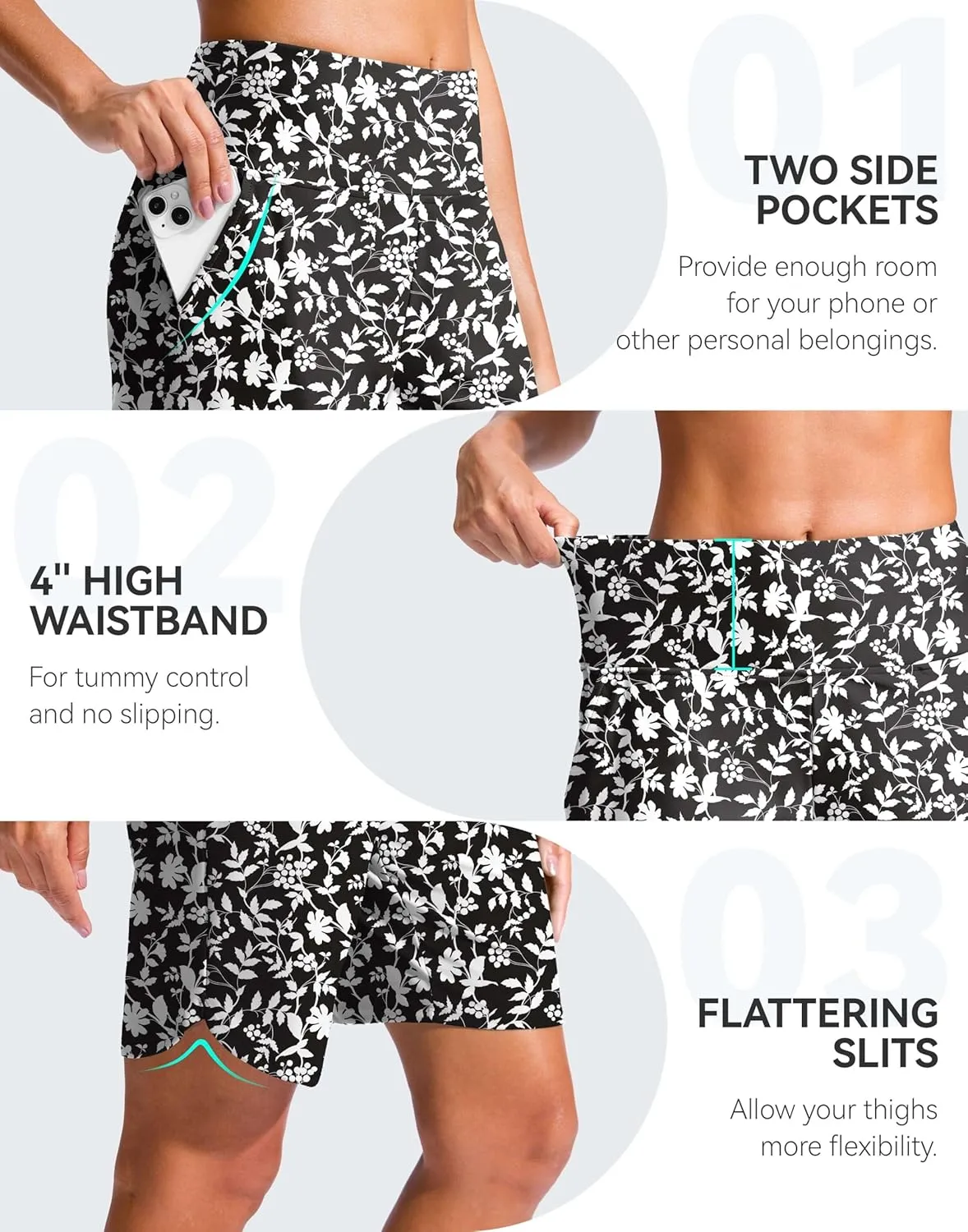 G Gradual Women's 9" Long Swim Board Shorts High Waisted Quick Dry Beach Swimming Shorts for Women with Pockets Liner
