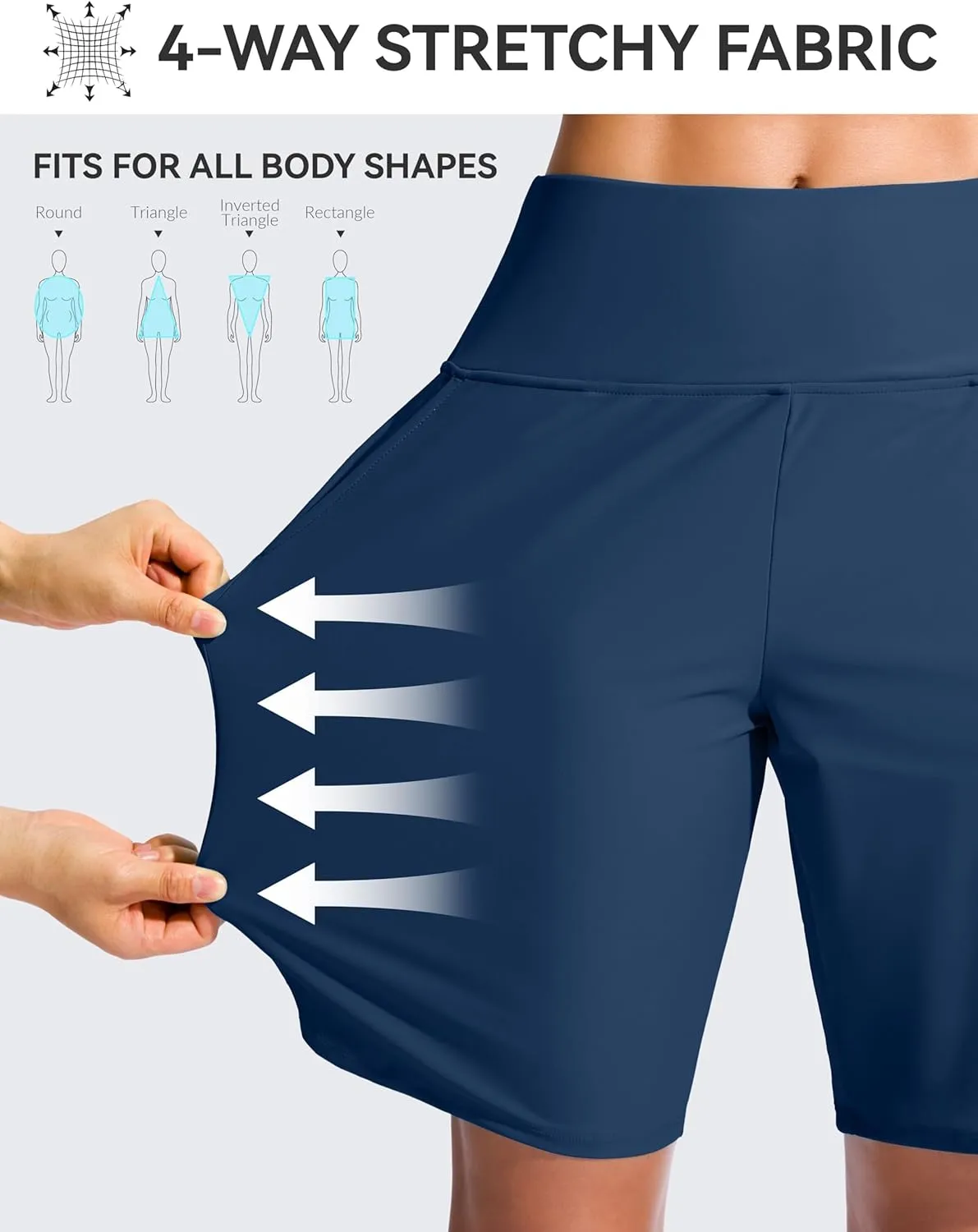 G Gradual Women's 9" Long Swim Board Shorts High Waisted Quick Dry Beach Swimming Shorts for Women with Pockets Liner