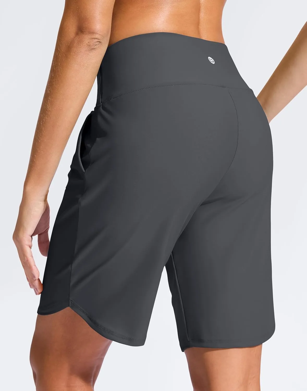 G Gradual Women's 9" Long Swim Board Shorts High Waisted Quick Dry Beach Swimming Shorts for Women with Pockets Liner
