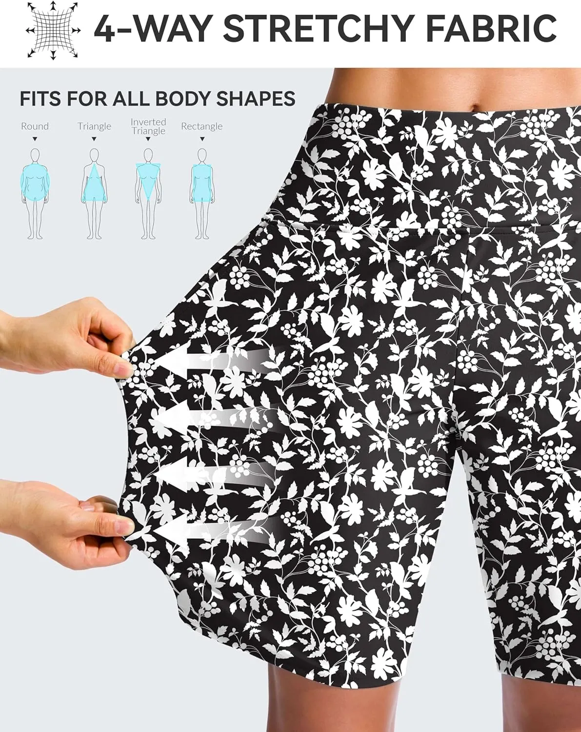 G Gradual Women's 9" Long Swim Board Shorts High Waisted Quick Dry Beach Swimming Shorts for Women with Pockets Liner
