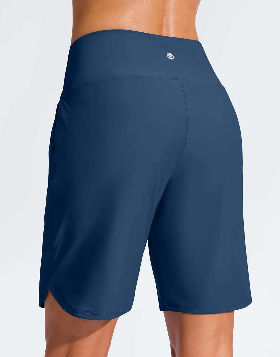 G Gradual Women's 9" Long Swim Board Shorts High Waisted Quick Dry Beach Swimming Shorts for Women with Pockets Liner