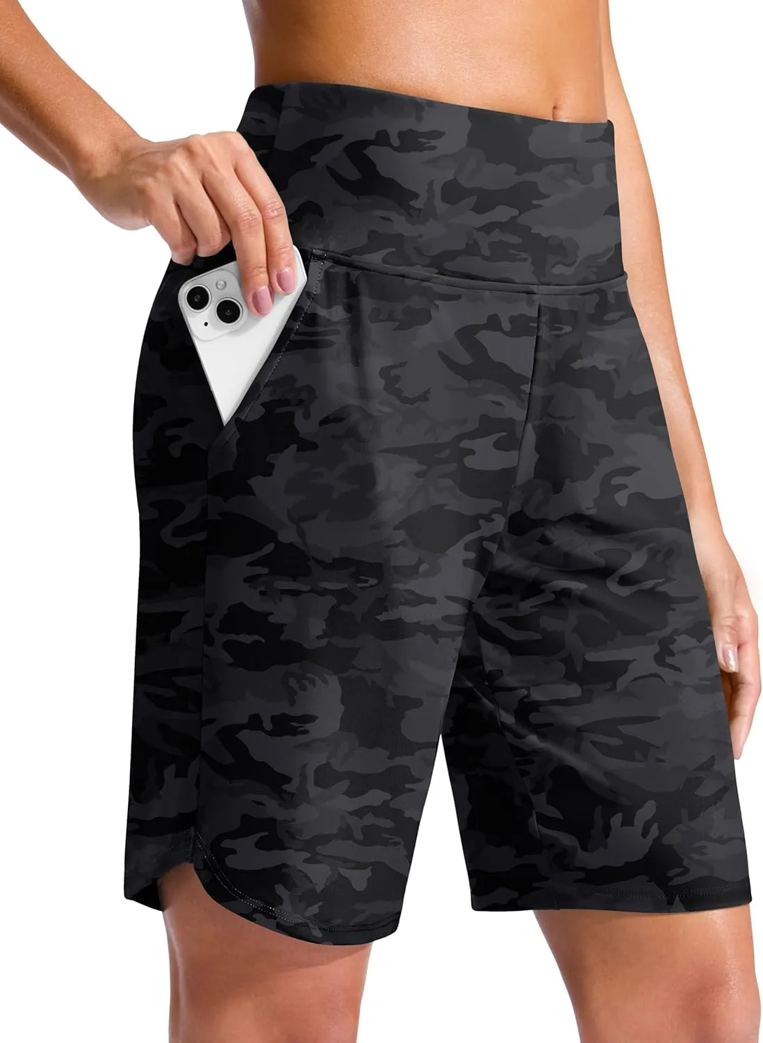 G Gradual Women's 9" Long Swim Board Shorts High Waisted Quick Dry Beach Swimming Shorts for Women with Pockets Liner