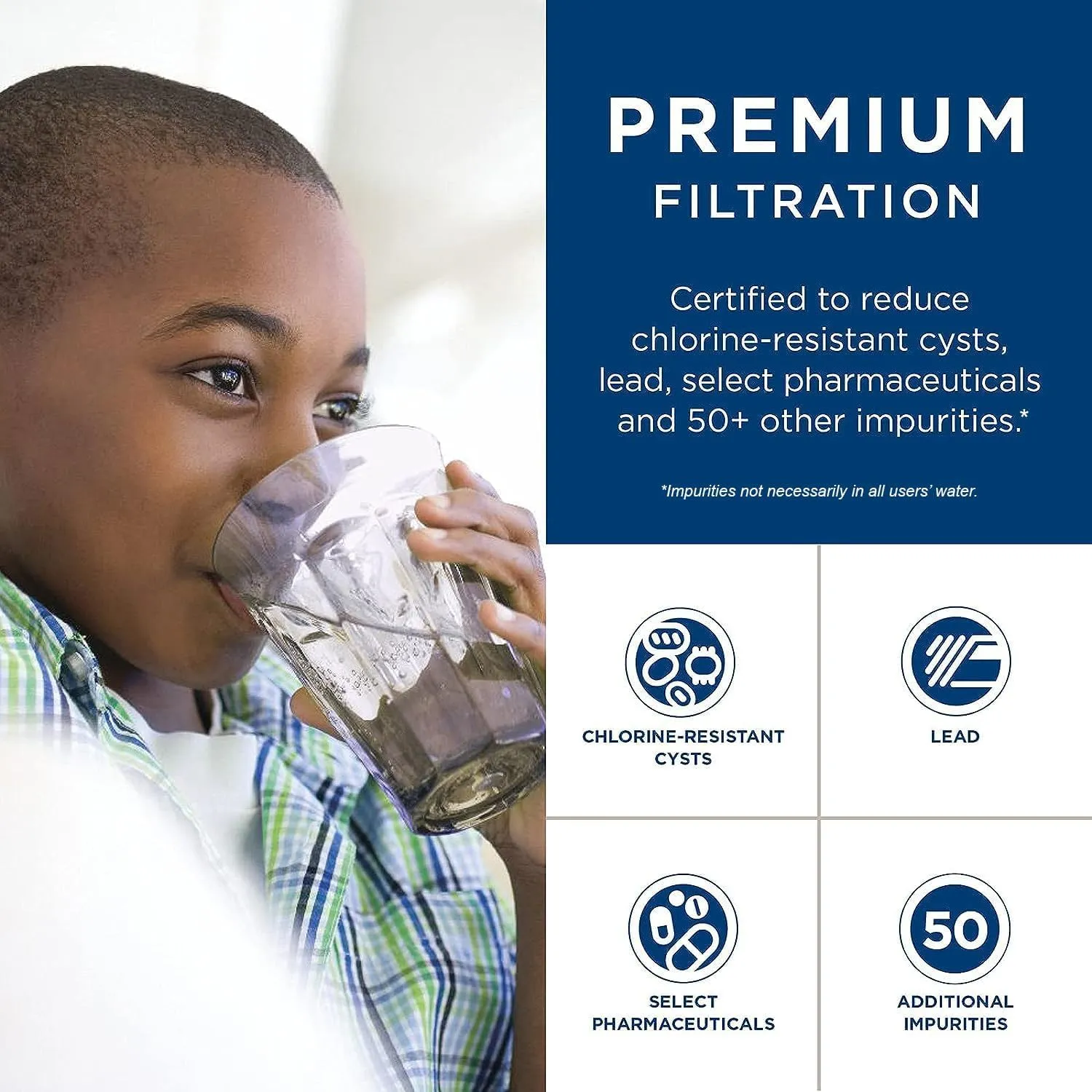 GE XWFE Refrigerator Water Filter, Genuine Replacement Filter, Certified to Reduce Lead, Sulfur, and 50  Other Impurities, Replace Every 6 Months for Best Results, Pack of 1
