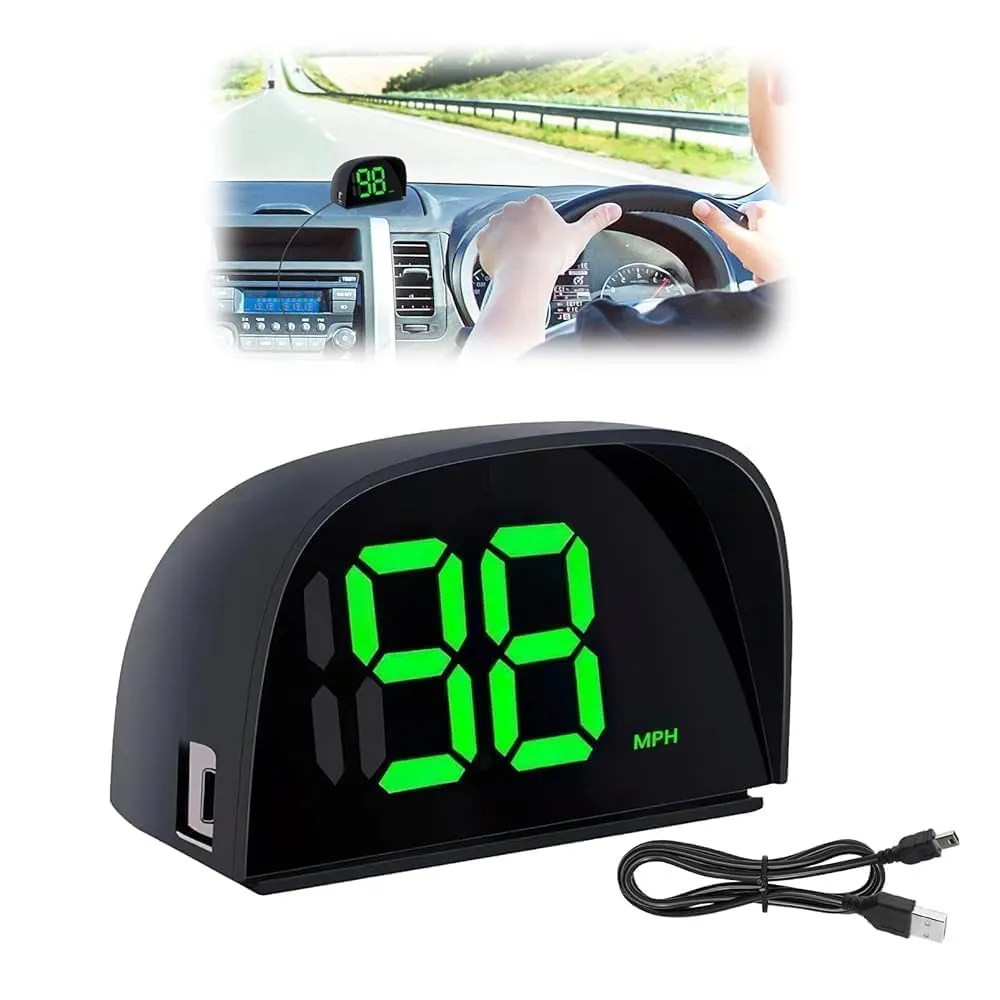 GPS Digital Speedometer for Car MPH Universal HUD Speed Meter with LED Large Font Head Up Display Car Accessories with USB Cable Plug Play for Truck Motor SUV Golf Cart All Vehicles (Y06 Speedometer)