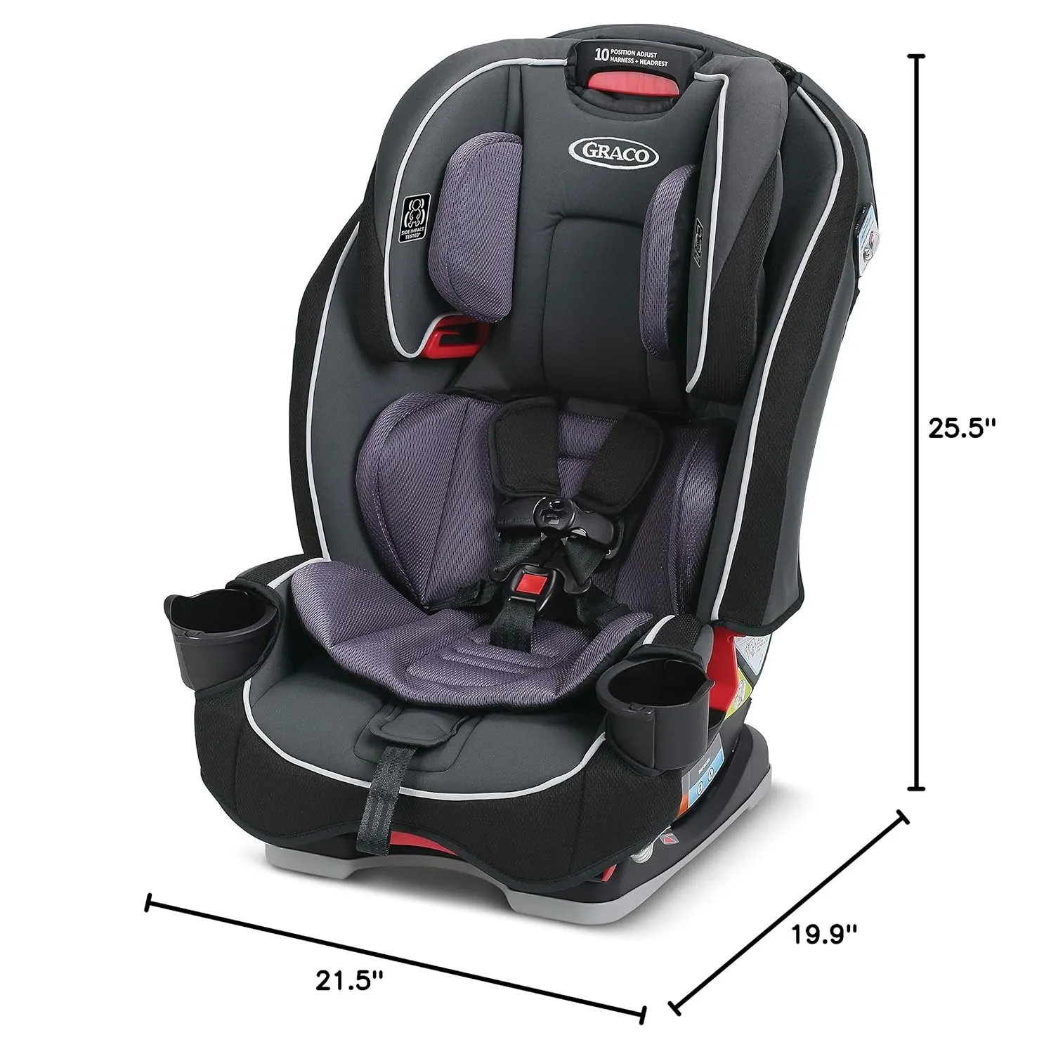 Graco SlimFit 3-in-1 Convertible Car Seat, Space Saving Design, Forward & Rear-Facing, Highback Booster Option  Purple