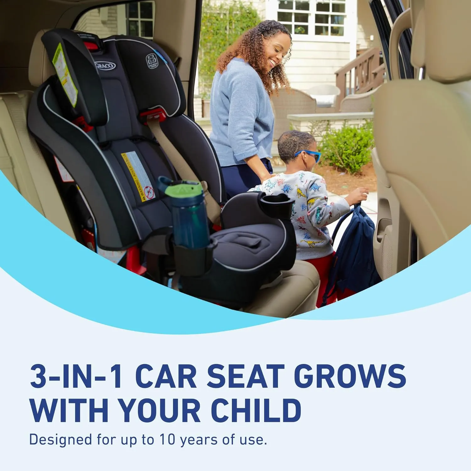 Graco SlimFit 3-in-1 Convertible Car Seat, Space Saving Design, Forward & Rear-Facing, Highback Booster Option  Purple