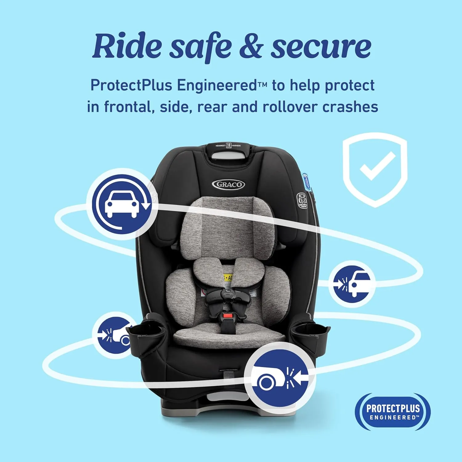 Graco Slimfit 3-in-1 Convertible Car Seat, Ultra-Space-Saving Design, Darcie 2.0, Suitable for Rear and Forward-Facing, Highback Booster Seat with 10-Position Headrest