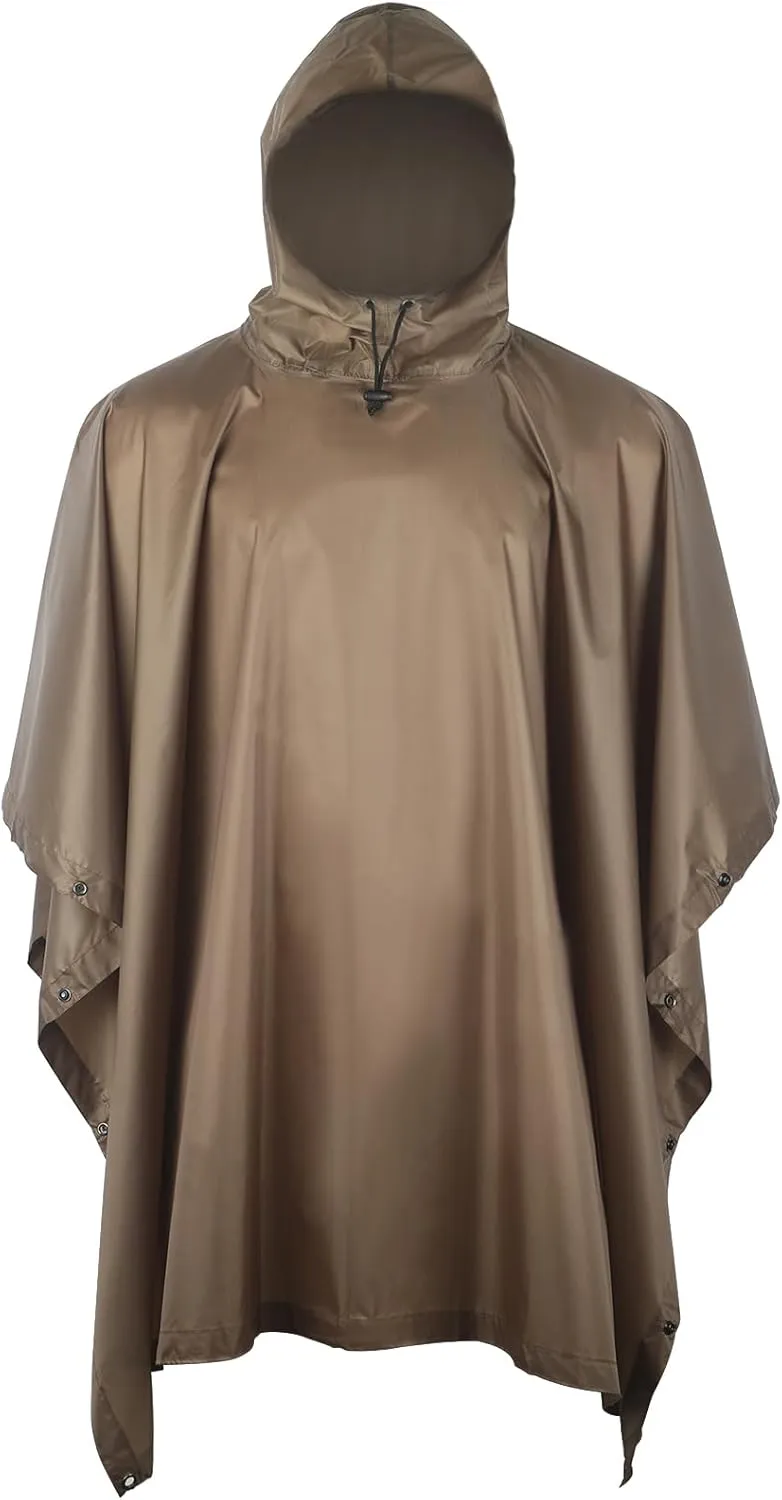GRVCN Military Rain Poncho, Camouflage Raincoat Outdoor Waterproof Lightweight