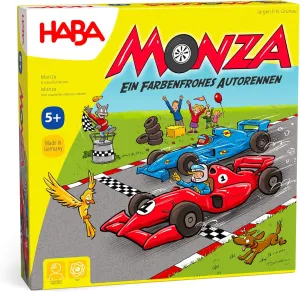 HABA Monza - Car Racing Games & Beginner's Board Game, Engaging Family Games for Kids and Adults Ages 5  (Made in Germany)