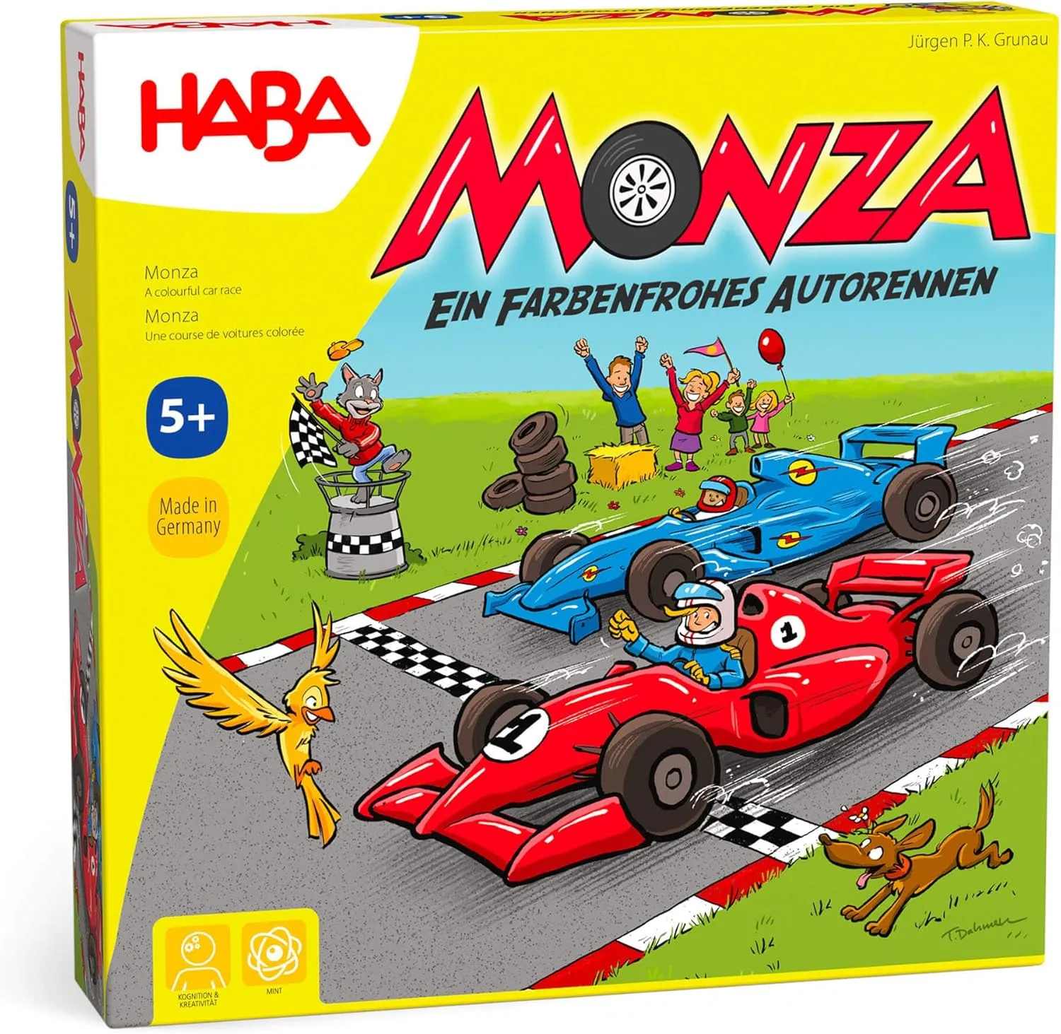 HABA Monza - Car Racing Games & Beginner's Board Game, Engaging Family Games for Kids and Adults Ages 5  (Made in Germany)