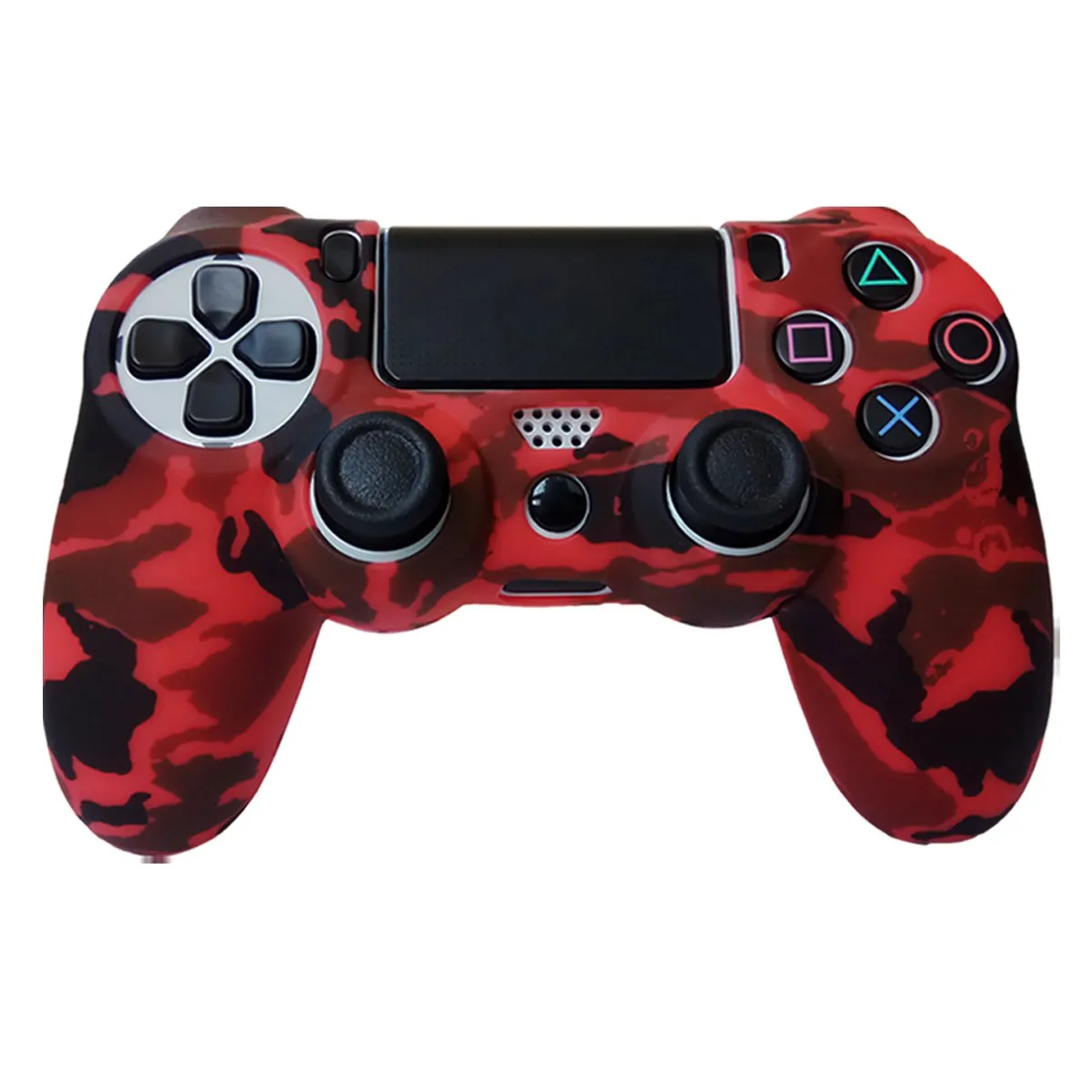 Hikfly Silicone Gel Skin Protector for PS4/PS4 Slim/PS4 Pro - Controller Cover with 8 x FPS Pro Thumb Grip Caps (Red)