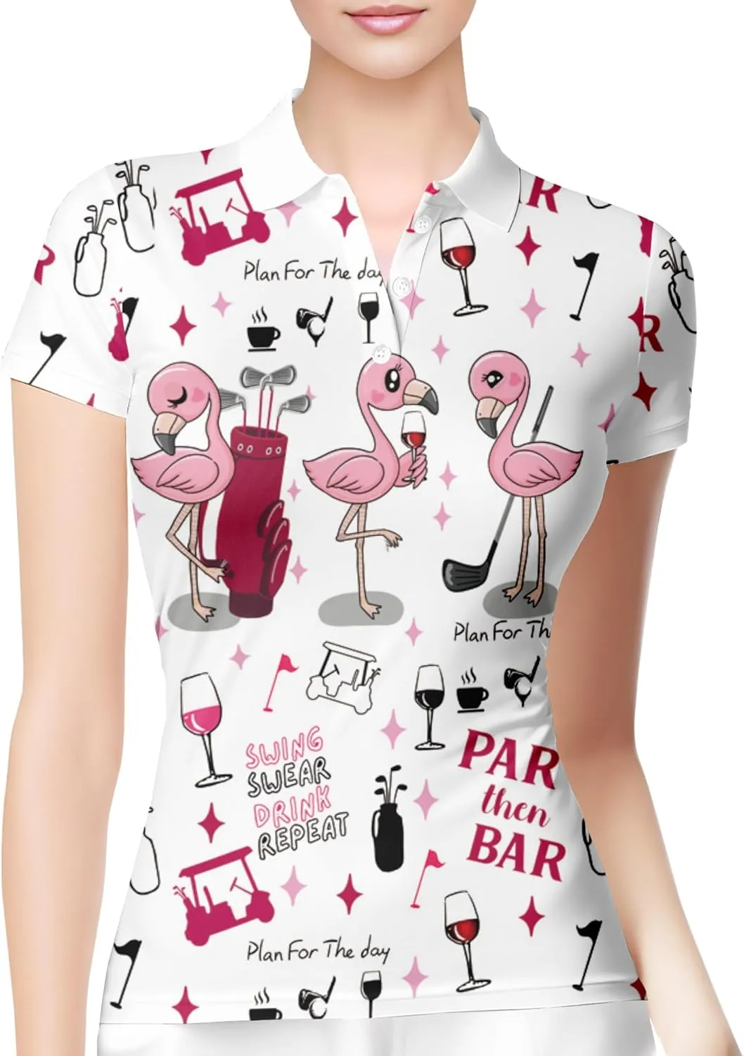 HIVICHI Funny Golf Shirts for Women Print Crazy Pattern Cute Novelty Short Sleeve Moisture Wicking Tennis Polo Shirt