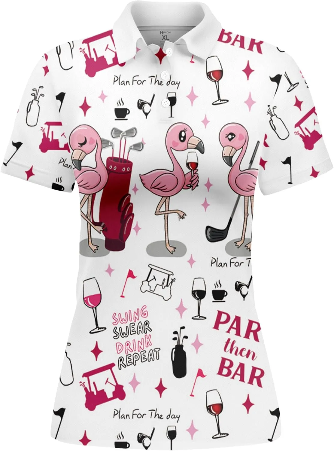 HIVICHI Funny Golf Shirts for Women Print Crazy Pattern Cute Novelty Short Sleeve Moisture Wicking Tennis Polo Shirt
