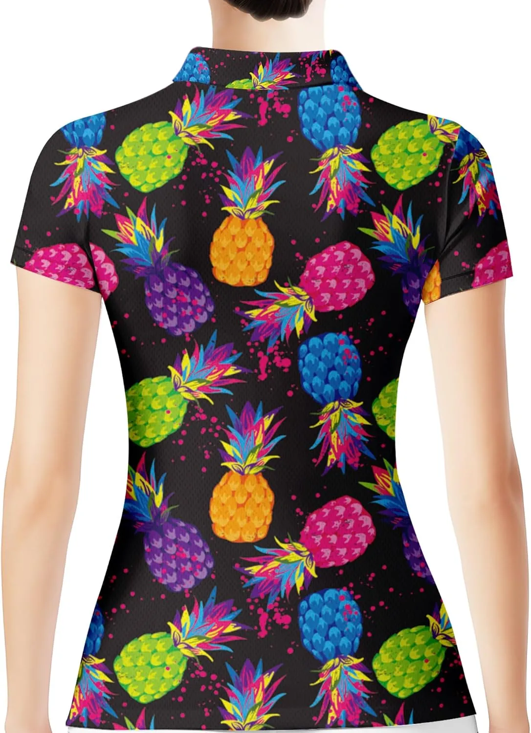 HIVICHI Funny Golf Shirts for Women Print Crazy Pattern Cute Novelty Short Sleeve Moisture Wicking Tennis Polo Shirt