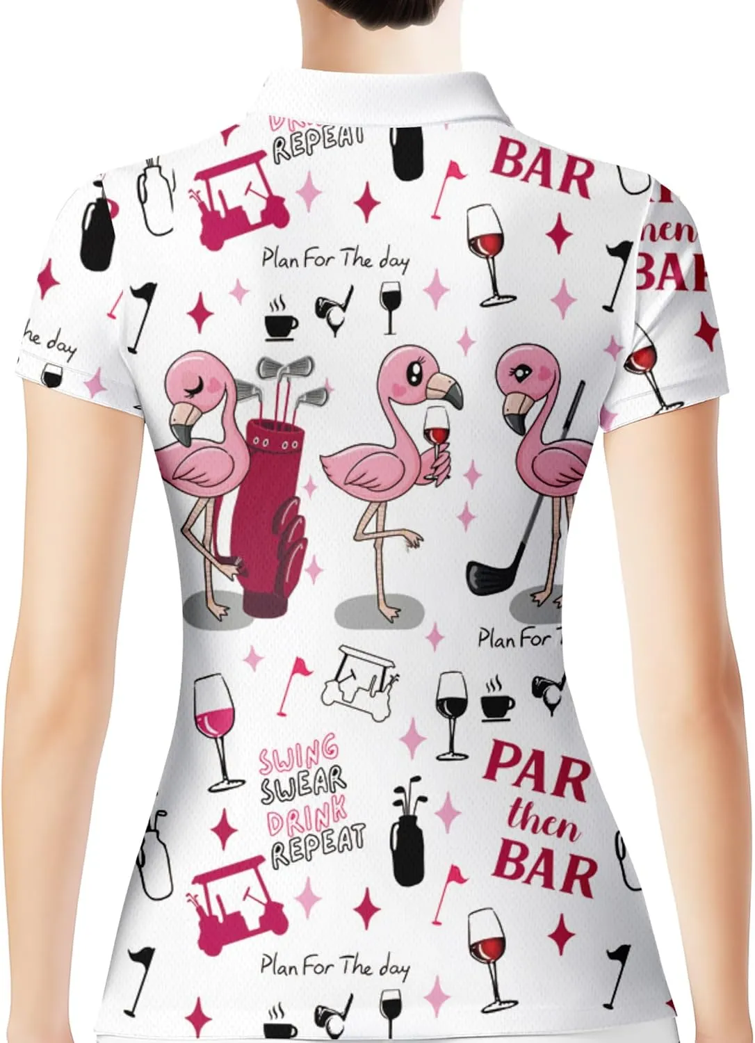 HIVICHI Funny Golf Shirts for Women Print Crazy Pattern Cute Novelty Short Sleeve Moisture Wicking Tennis Polo Shirt