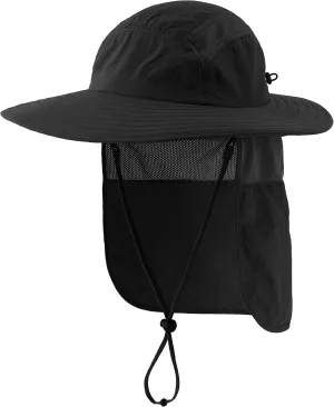 Home Prefer UPF 50  Mens Wide Brim Fishing Hat with Neck Flap Sun Hat for Men Women Sun Protection Cap