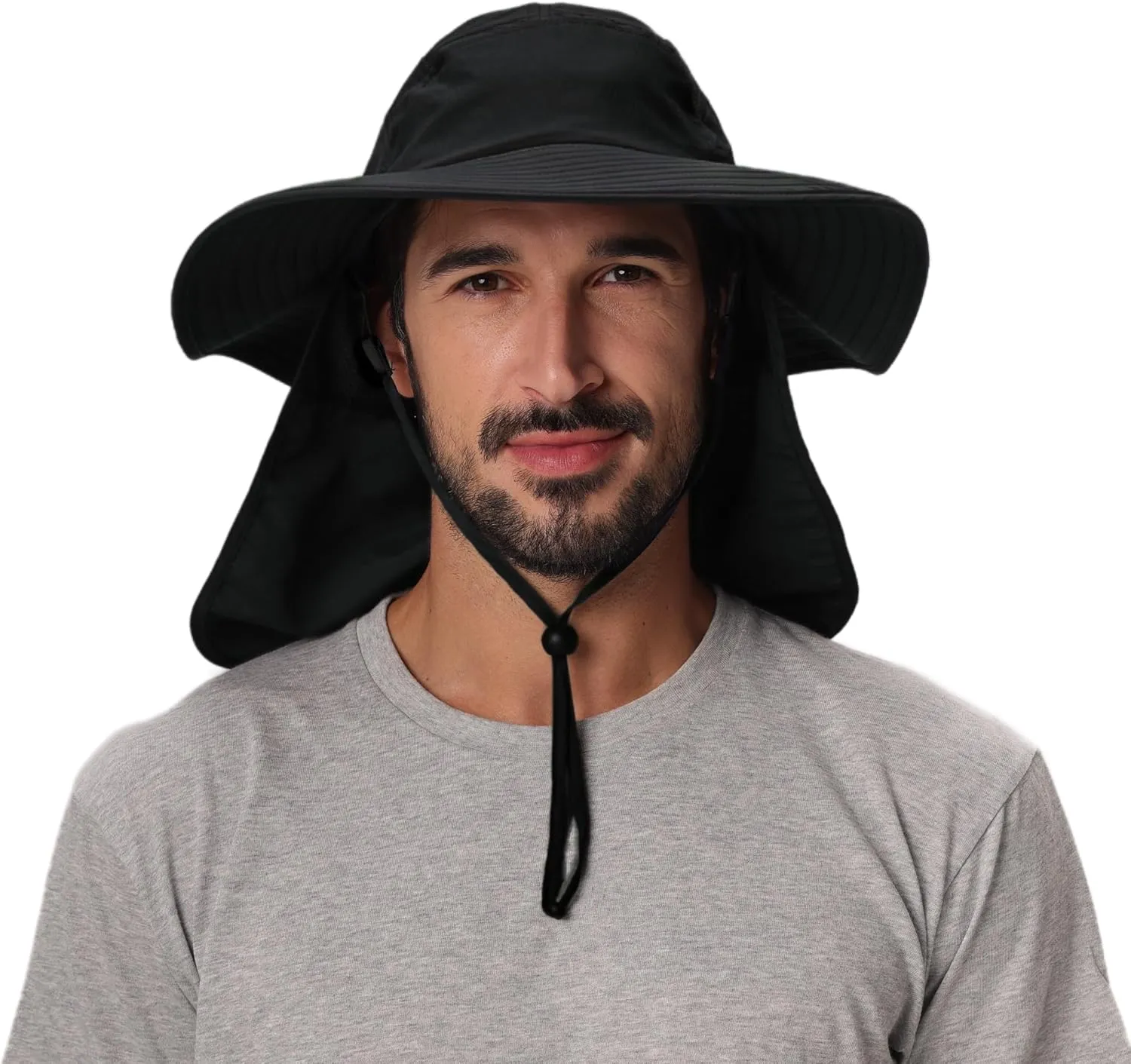 Home Prefer UPF 50  Mens Wide Brim Fishing Hat with Neck Flap Sun Hat for Men Women Sun Protection Cap