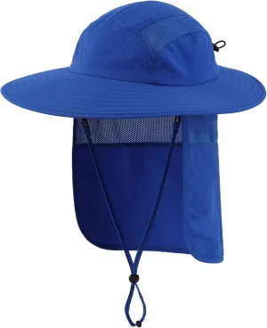 Home Prefer UPF 50  Mens Wide Brim Fishing Hat with Neck Flap Sun Hat for Men Women Sun Protection Cap