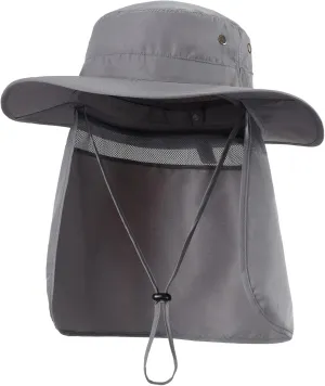 Home Prefer UPF50 Mens Sun Hat with Neck Flap Quick Dry UV Protection Cap Womens Wide Brim Fishing Hat Neck Flap Beach Garden