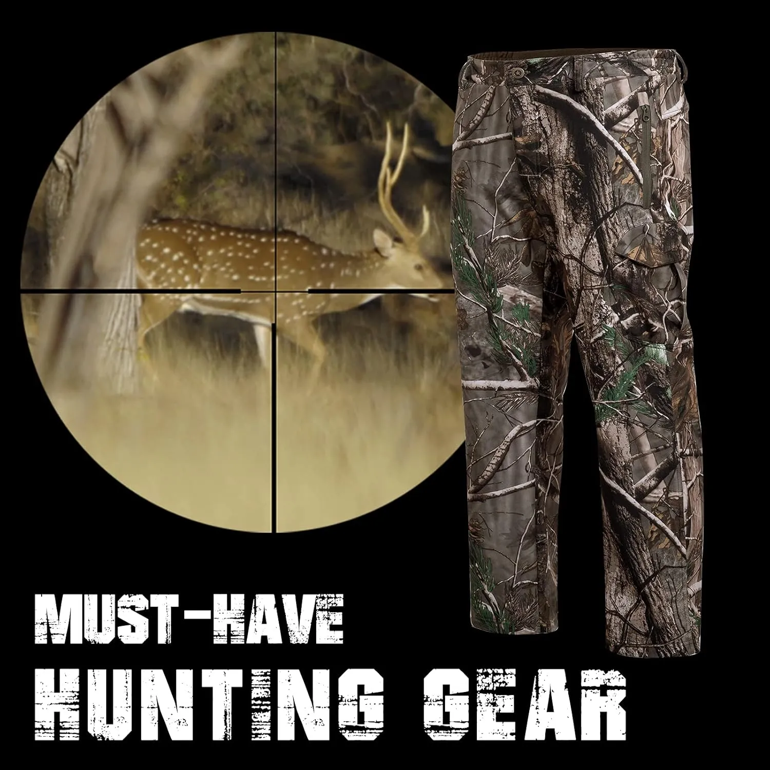 Hunting Pants for Men Camouflage Clothing Gear Windproof Fleece Lined for Winter
