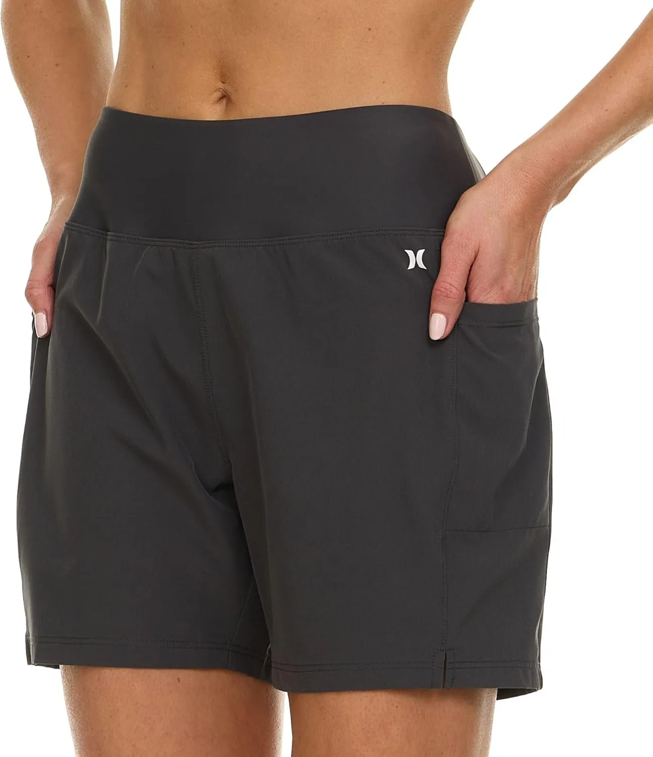 Hurley 5"/7" High Waisted Swim Shorts Women, Board Shorts with Pockets & Inner Liner, Quick Dry Swim Trunk, UPF 50 