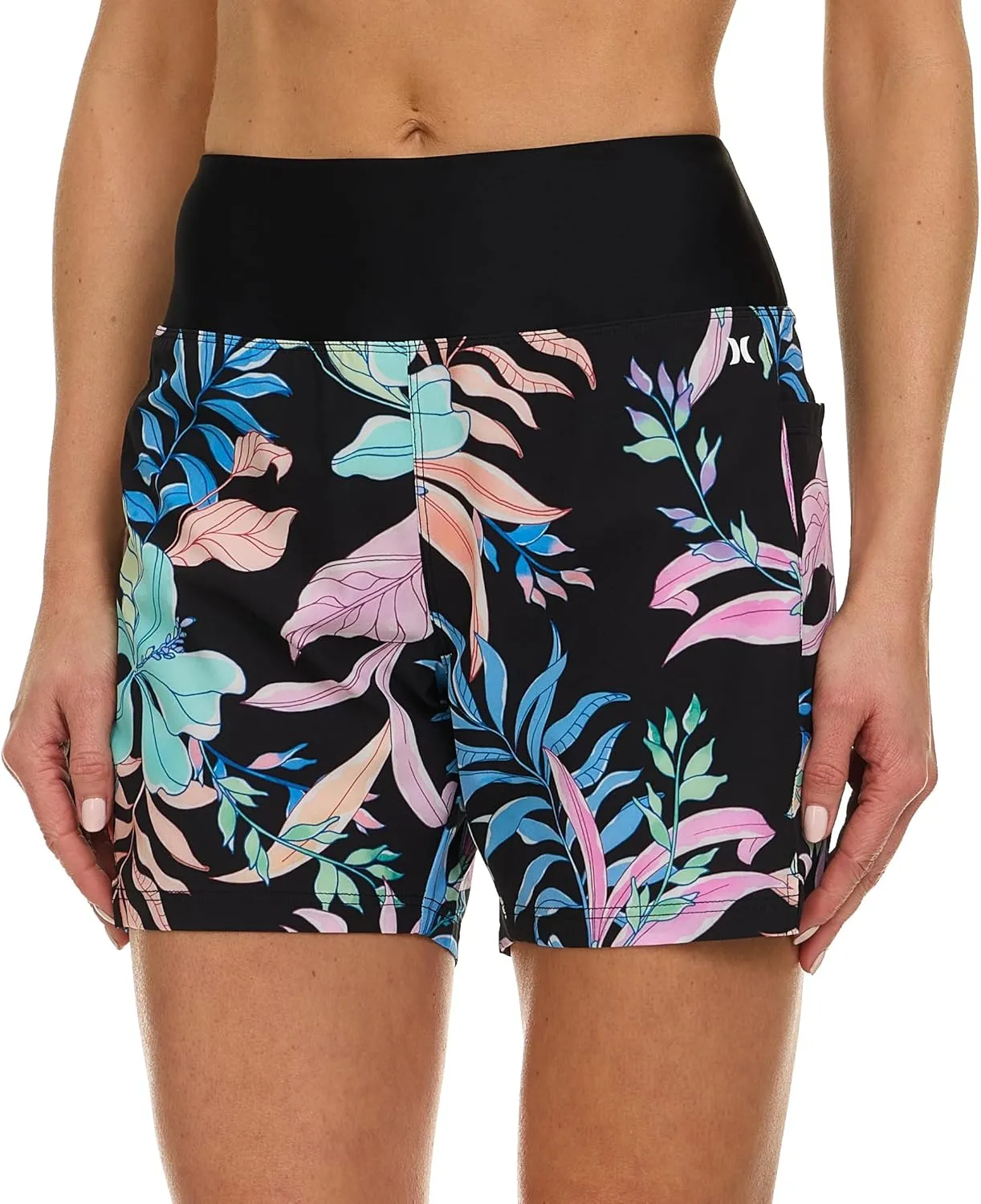 Hurley 5"/7" High Waisted Swim Shorts Women, Board Shorts with Pockets & Inner Liner, Quick Dry Swim Trunk, UPF 50 